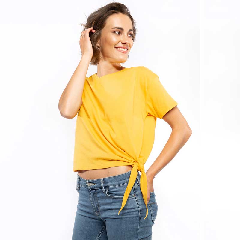 Knoten T-Shirt Gelb